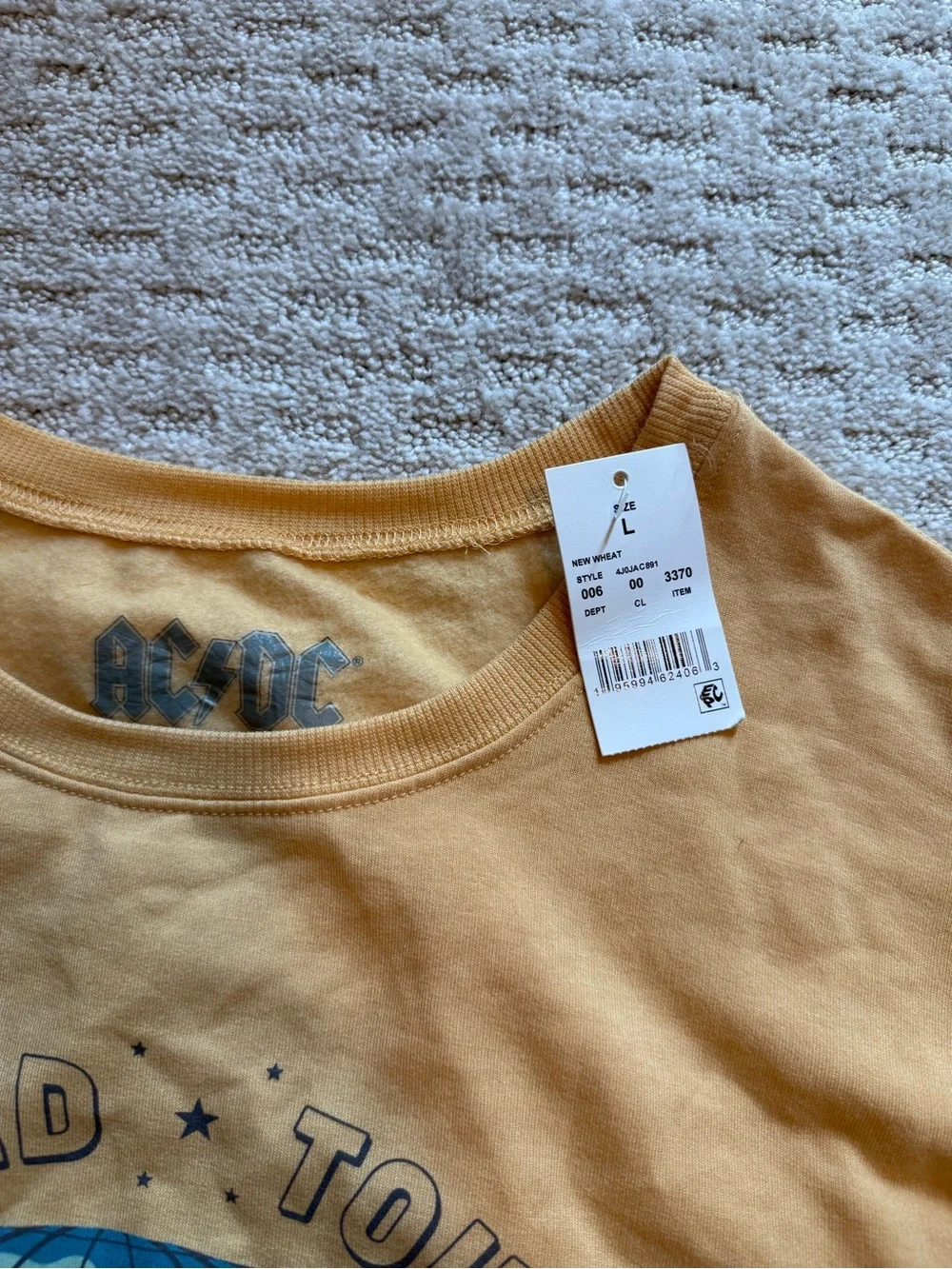 AC/DC 1979 World Tour Yellow Pullover Sweater